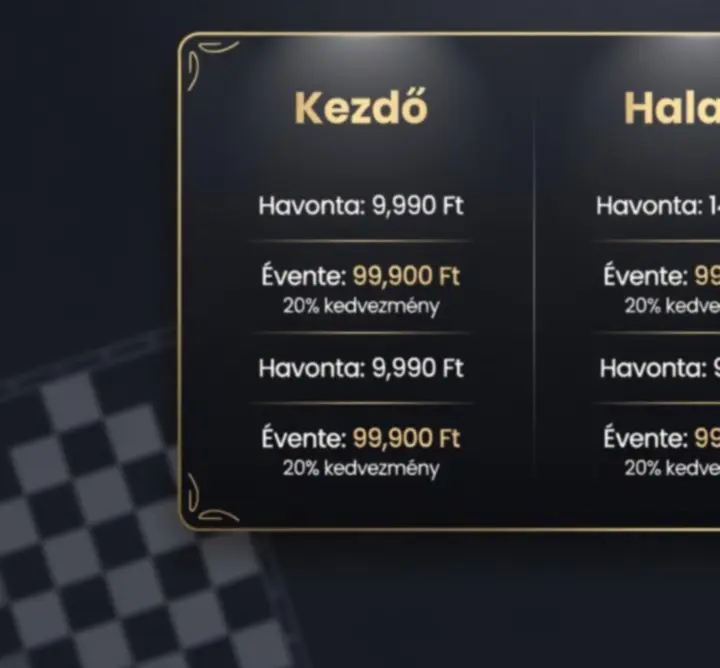 Prémium oktatási csomagokat bemutató modern árlista